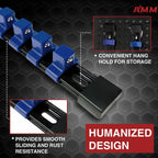 AMM 9-Piece Socket Organizer, 1/2 inch, 3/8 inch and 1/4 inch Drive ABS Tools-Blue Socket Holder,Heavy Duty Socket Racks, Premium Quality Socket Clip Rail Holder,The best tool trays in the garage