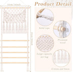 SNOWSTAR Macrame Hair Claw Clip Organizer,Large Capacity Mesh Bag Scrunchies Holder and Hair Ties Organizer for Women Girls,Hair Accessorie Hanging Storage Home Decor Wall,Door