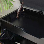 Shoe Storage Bench with a Flip Drawer, Entryway Bench with Removable Cushion, Hallway & Mudroom Organizer with Seat, Front Door Shoe Rack Cabinet, Black