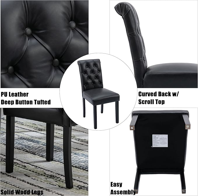 Faux Leather Dining Chairs Set of 8 Upholstered Dining Room Chairs Modern Tuf...