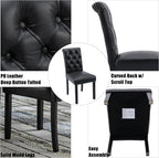 Modern Dining Chairs Set of 6, Farmhouse PU Leather Kitchen Chairs, Upholstered Accent Chair Parsons Chair for Home/Living Room/Bedroom/Resturant, Black