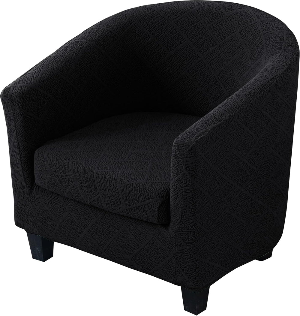 Club Chair Slipcover 2 Piece Barrel Armchair Cover,Black