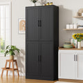 MHOM 71" Farmhouse Pantry Cabinet, Tall Storage Cabinet with 4 Doors and Adjustable Shelves, Freestanding Pantry for Dining Room, Kitchen, and Living Room, Black