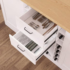 homary 59" Modern Kitchen Island with Storage & Wine Rack, Natural & White Kitchen Table with 2 Drawers, 2 Doors & Adjustable Shelves for Kitchen, Dining Room Prep Station & Organizer