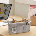 2 Pack Bedside Storage Caddy Organizer Bedside Hanging Storage Bag with Pockets for Headboards Bunk Beds Dorm Rooms Book Phone Magazine Holder Bunk bed Shelf Accessories (Grey)