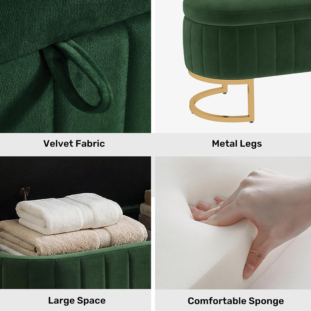 65" Velvet Storage Ottoman Bench End of Bed for Bedroom Entryway Green |...