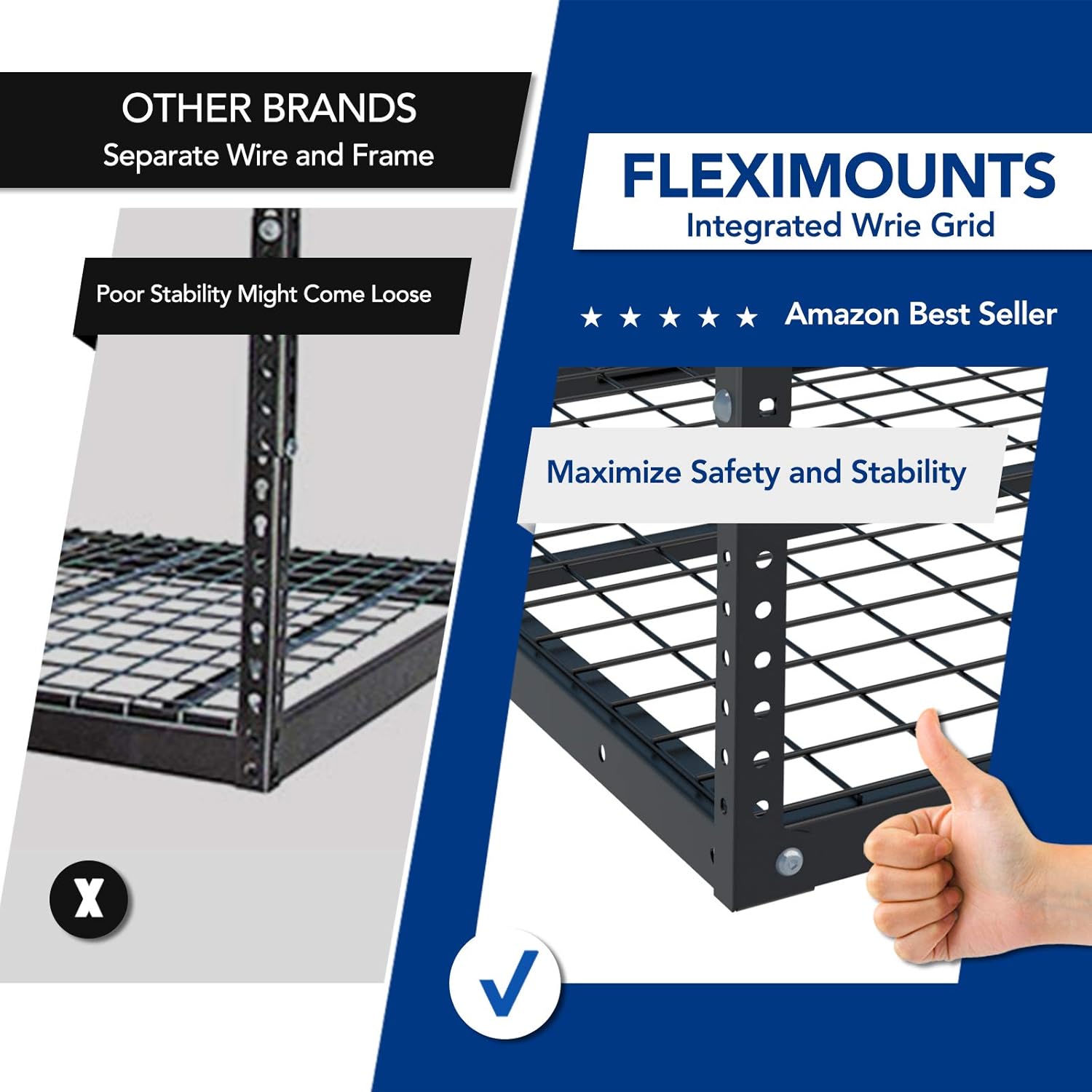 FLEXIMOUNTS 4x8 Overhead Garage Storage Rack w/Hooks Adjustable Ceiling Storage Rack, 96" Length x 48" Width x 40" Height, 22''-40" Ceiling Dropdown, Black, Classic Series