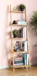 Corner Ladder Shelf Storage Shelving, 5 Tier Books/CDs/Albums/Files Holder in Living Room Home Office,Simple Assembly