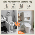 Over The Toilet Storage Cabinet, Behind Toilet Bathroom Organizer with Adjustable Shelves, Wooden Above Toilet Storage Shelf, Space Saver for Restroom, Bathroom, Laundry