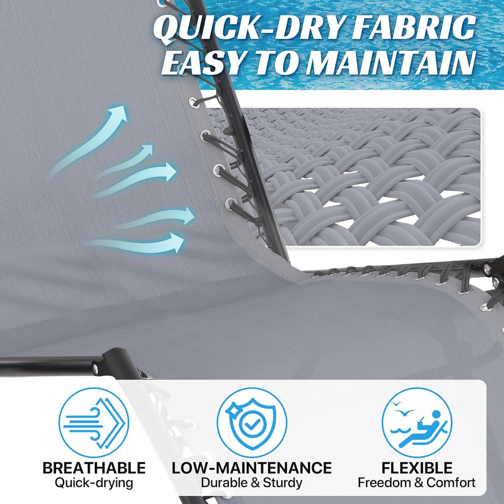 Ostlttyn Zero Gravity Chair Replacement Fabric with Cord Kits, 17inch Wide Repair Cloth with Replacement Bungee Cord for Anti Gravity Chairs Patio Lounge Chair Lawn Beach Sling Chair, Light Grey