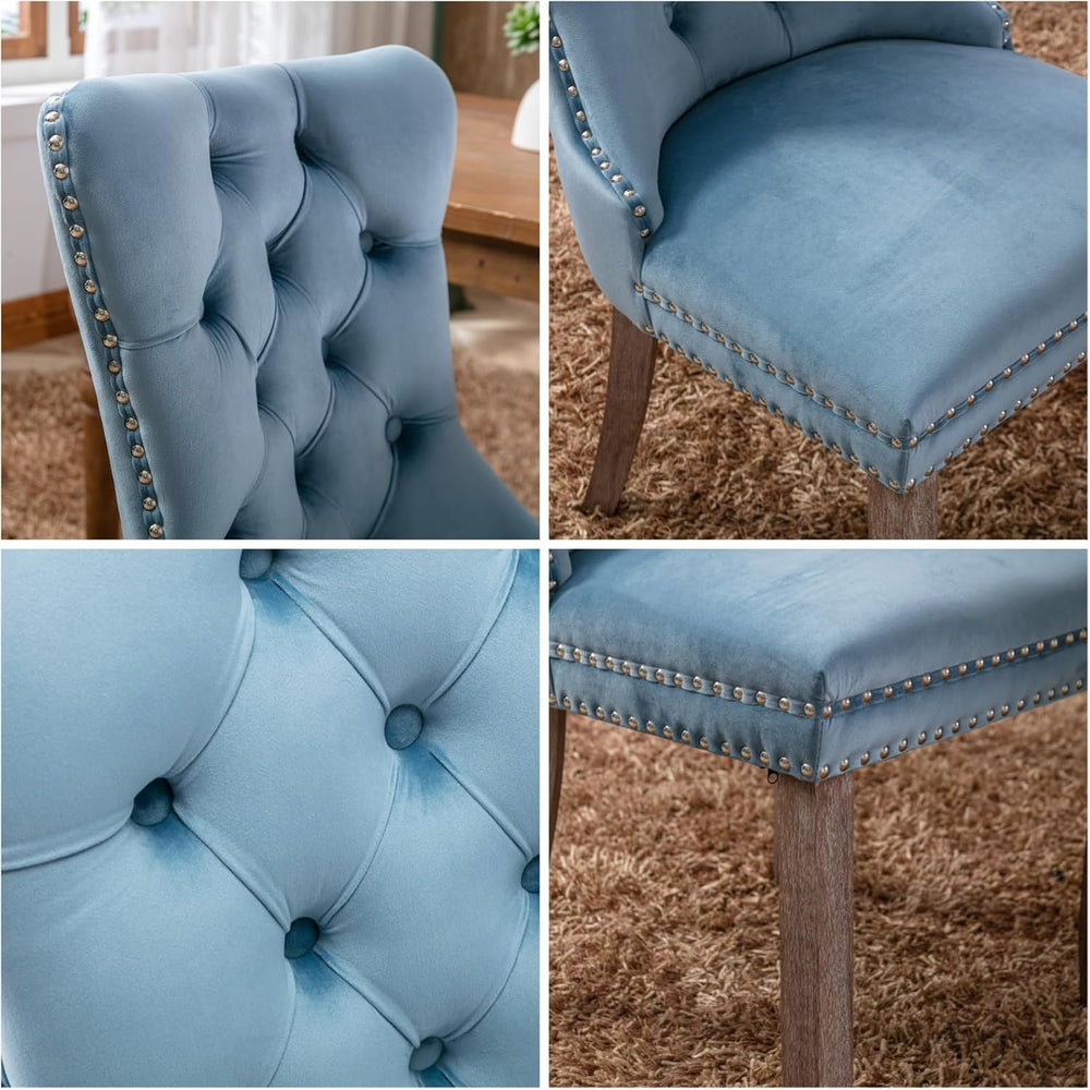 Dining Chairs Set of 2, Dining Chair with Velvet Upholstery Seat & Contou...