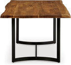 Signature Design by Ashley Fortmaine Contemporary Dining Table with Natural Live Edge, Light Brown & Black