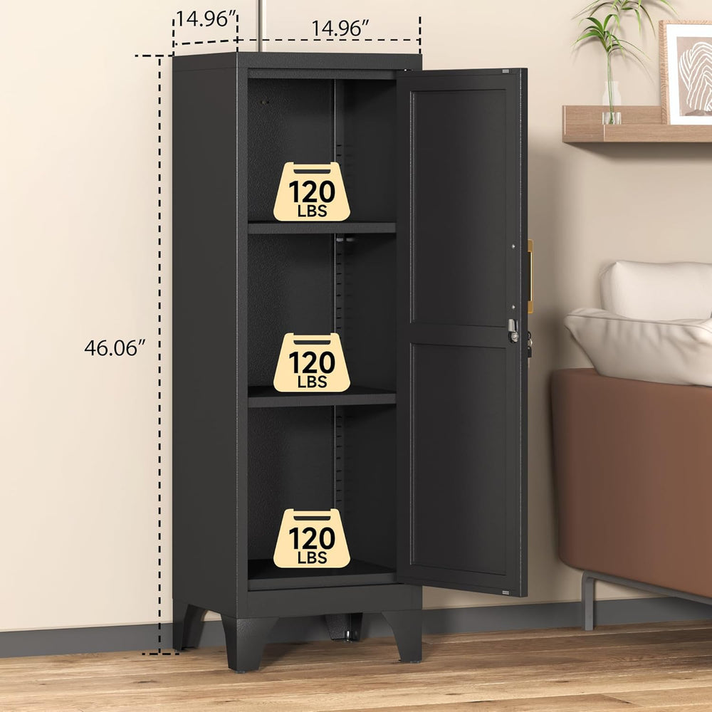 Coolsun 46" H Metal Pantry Cabinet, Metal Storage Locker with Door and 2...
