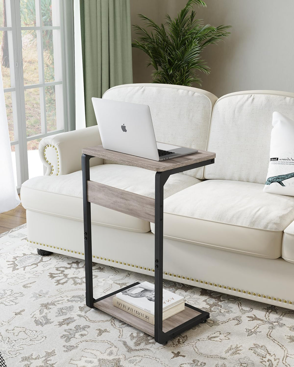 Wood Pedestal Dinner TV Trays Table for Eating on Couch Tables Slide Under, S...