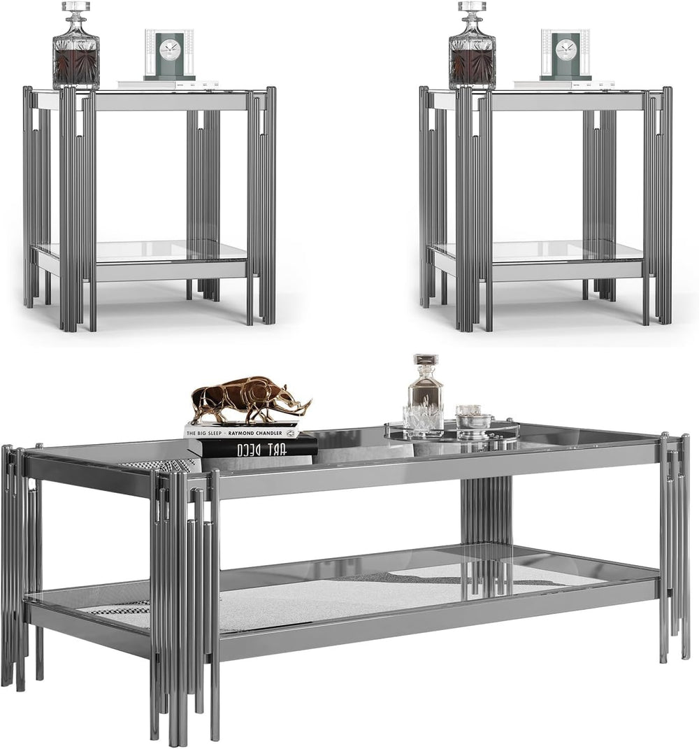 Luxury Coffee Table Set of 3, Modern Coffee Table and End Table Sets, 3 Piece...