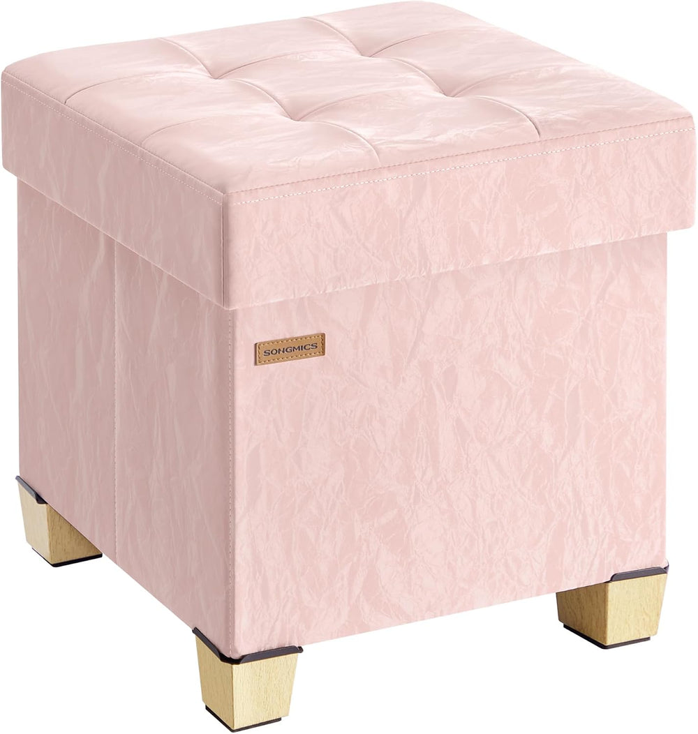 SONGMICS Storage Ottoman, Textured PU Leather Footstool with Legs, Footrest w...