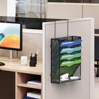 Kuntine.B Wall File Organizer Office Hanging Magazine Holder Wall File Organizer for Office Home (Black, 6 Tier & Hangers)