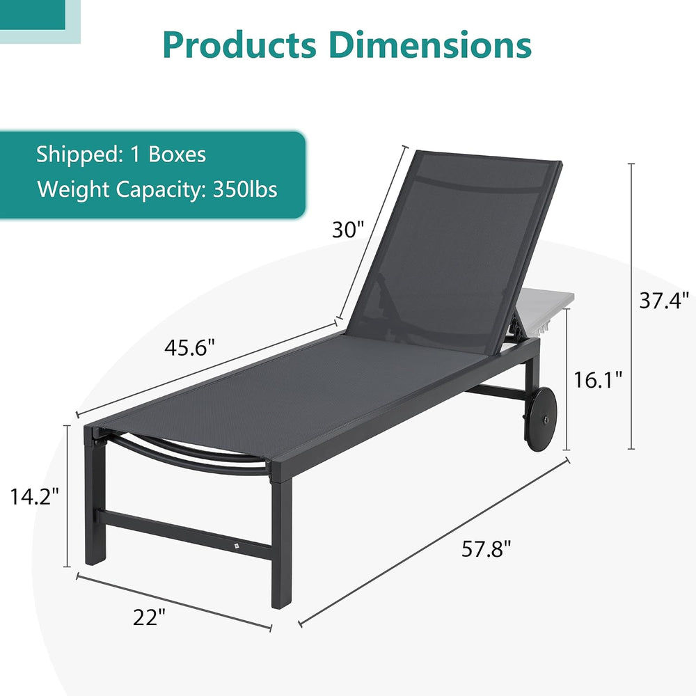 SUNLEI Patio Lounge Chair Outdoor Set of 2, Outdoor Chaise Lounge w/5-Positio...