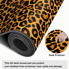 Leopard Print Mouse Pad – Large Extended Desk Mat 31.5 x 11.8 in– Bold Cheetah Animal Pattern, Non-Slip Rubber Base, Waterproof Surface, Fashionable Keyboard & Mouse Pad for Office, Home, or Gaming