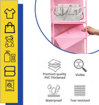 2 Packs Over The Door Organizer - 6-Shelf Hanging Storage Organizer with Clear Plastic Pockets - Large Capacity Pantry Storage Shelf for Bathroom, Bedroom, Nursery (Pink)