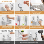 LEVERLOC Shower Caddy Suction Cup 2 Pack, Shower Organizer Removable Bathroom Shelf, Storage Suction Powerful Max Hold 22lbs Bathroom Caddy Waterproof Holder, Gray