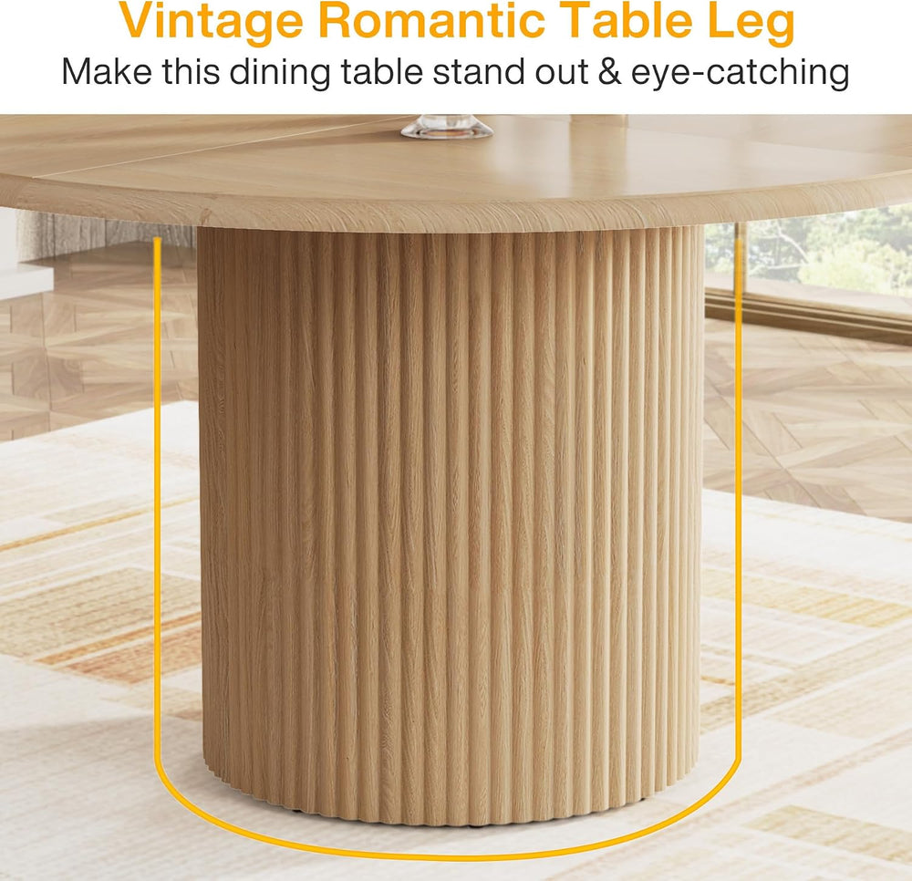 Tribesigns 47" Round Dining Table for 4, Farmhouse Kitchen Table with Me...
