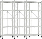 DEANIC 5 Tier Foldable Storage Shelves with Wheels, Large Capacity Shelving Unit, Freestanding Metal Wire Shelf Rack, No Assembly Organizer Rack for Garage Kitchen, Basement, Pantry(Grey Pack of 3)