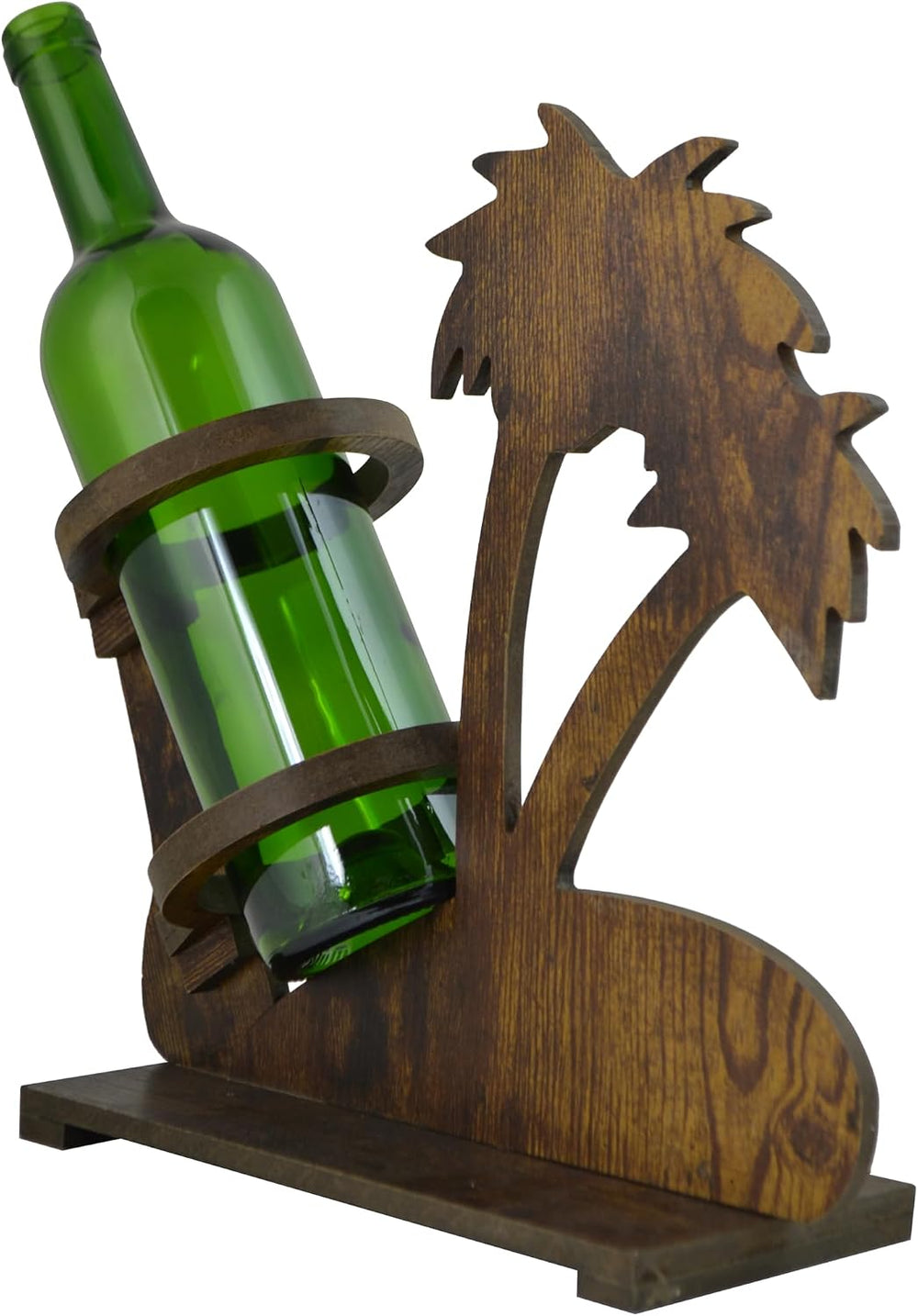12" Brown Wooden Palm Tree Bottle Holder