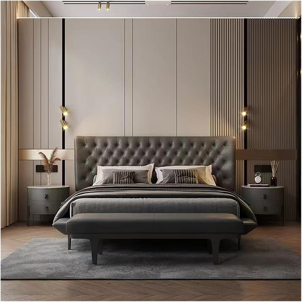 Modern PU Leather Upholstered Bedroom Bench, Padded Entryway, End of Bed with...