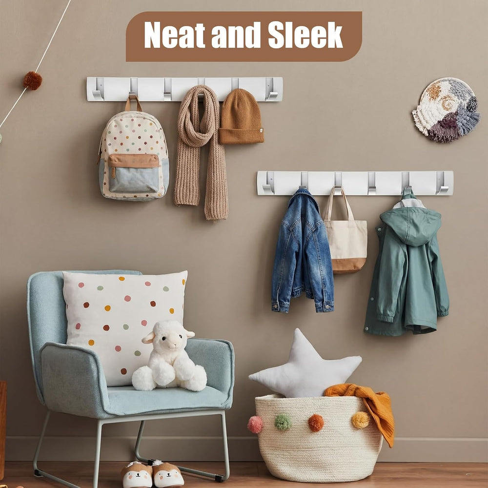 Wesiti 6 Hooks Large Wall Mounted Coat Rack, 19 Inch Floating Rack with Retra...