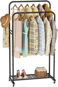 Clothes Garment Coat Rack Drying Clothing Racks Metal Freestanding for Hanging Clothes Portable Closet for Laundry Bedroom Black