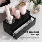 NIUBEE Hair Tool Organizer, Black Acrylic Hair Dryer and Styling Holder, Bathroom Countertop Blow Dryer Holder, Vanity Caddy Storage Stand for Accessories, Makeup, Toiletries