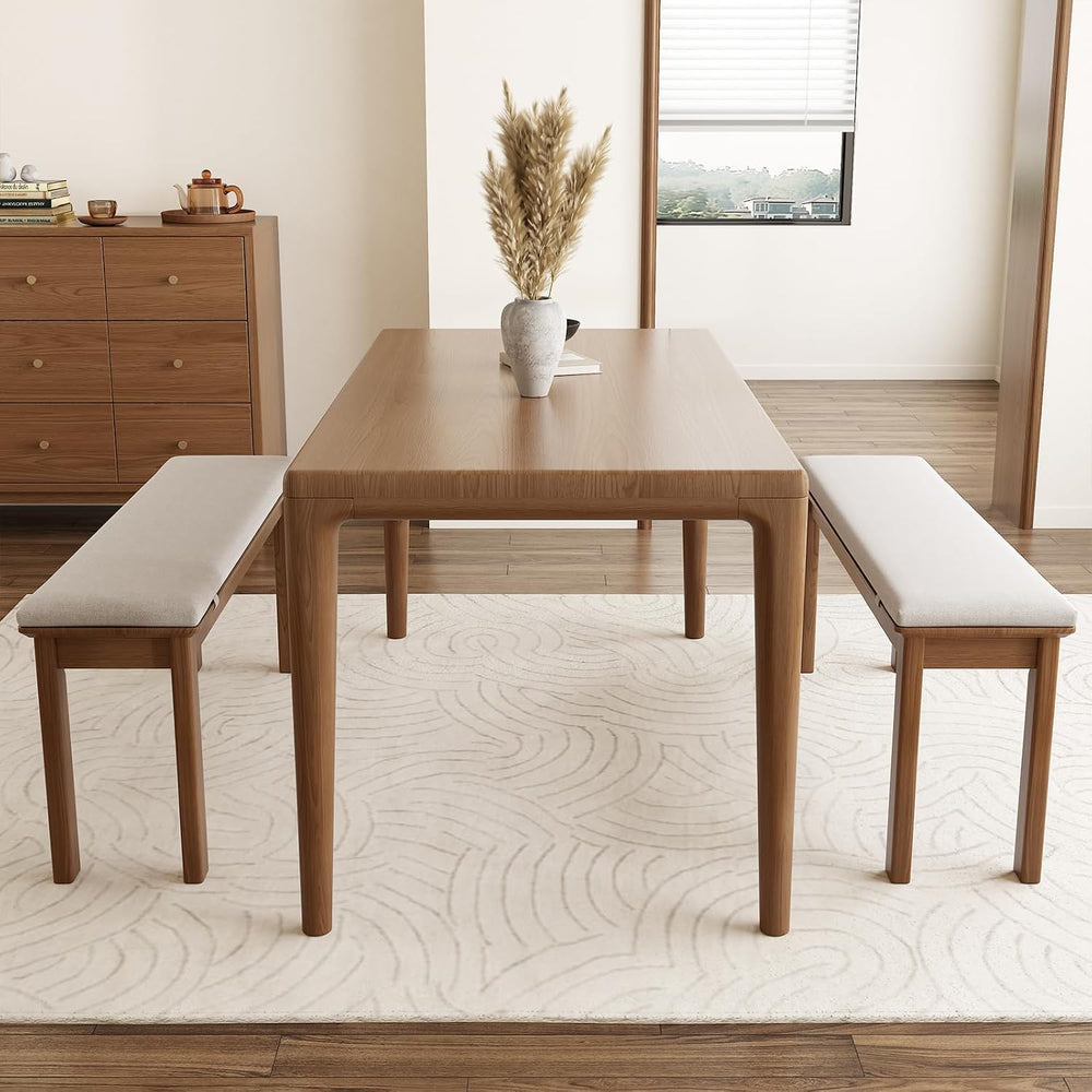 CycleCrew 47.2" Solid Wood Dining Bench with Removable Cushion - Mid-Cen...