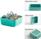 Ceramic Paper Clip Holder for Desk Cute Binder Holder Paperclip Holders for Office Paper Clips Dispenser Organizer desk décor (blue)