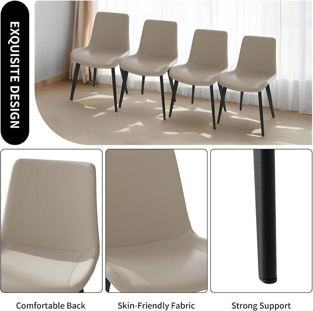 Dining Chairs, Modern PU Leather Dining Room Chair with Sturdy Metal Legs, Up...
