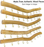 15.7-Inch Rustic Wood Wall Hanging Jewelry Organizer (Small Branch with 9 Metal Hooks)