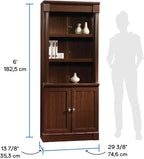 Sauder Palladia Book Shelf, Bookshelf with Storage, Library Bookcase with Doors and Adjustable Shelves, L: 29.37" x W: 13.90" x H: 71.85", Select Cherry