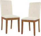 DAGONHIL Dining Chairs Set of 2, Modern Upholstered Fabric Dining Room Chairs, Armless Kitchen Chairs with Wood Legs and Padded Seat for Living Room, Bedroom, Kitchen (Beige)