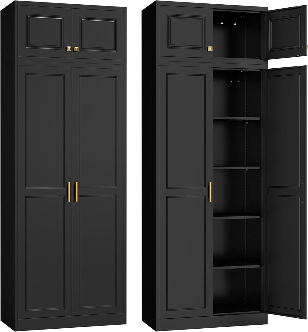 Steeloong86“ Kitchen Pantry Cabinet,Metal Storage Cabinets with Doors and 4 A...