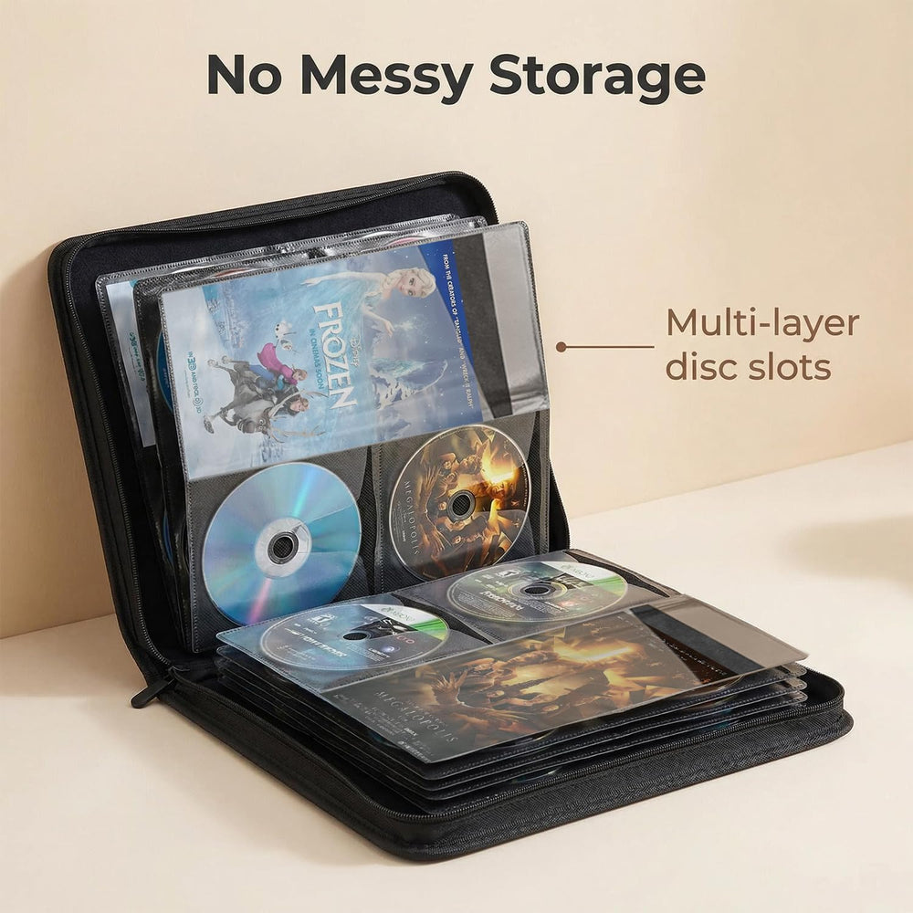 CD DVD Blu-ray Storage Binder with Handles, PU Leather Corver | Holds 200 Dis...