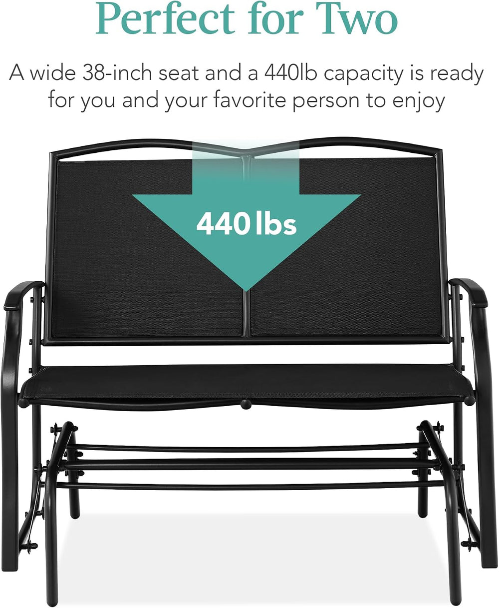 Best Choice Products 2-Person Outdoor Patio Swing Glider Steel Bench Loveseat...