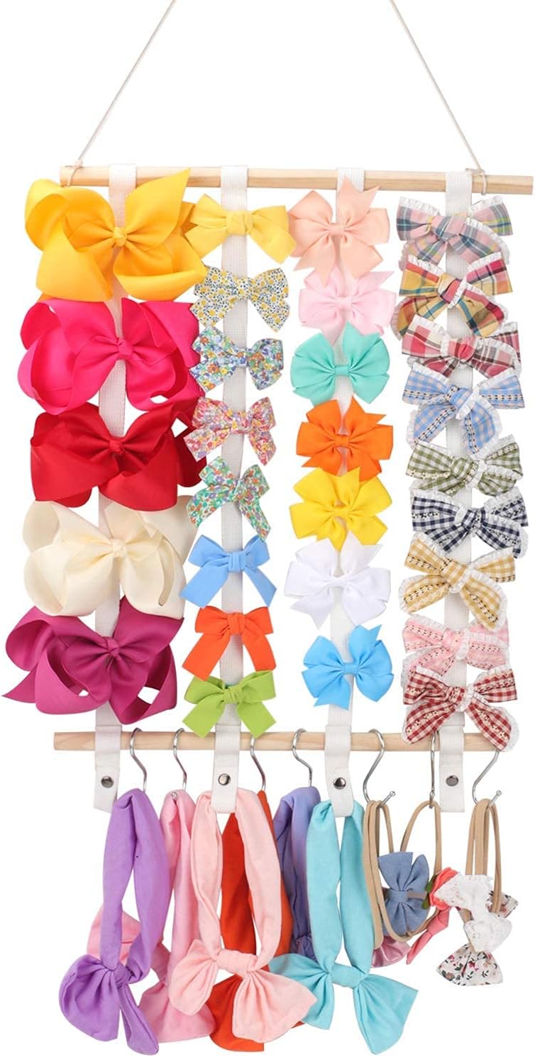OAOLEER Hair Bow Holder Organizer for Girls，Hair Clips Headband Organizer Storage Wall Hanging Home Decor for Girls Room