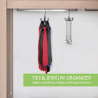Belt Hanger, Rotatable Belt Organizer Rack for Closet Sturdy Max 24 Belts Storage with 8 Hooks, Hanging Space Saving Closet Organizers for Belts Holder, Black