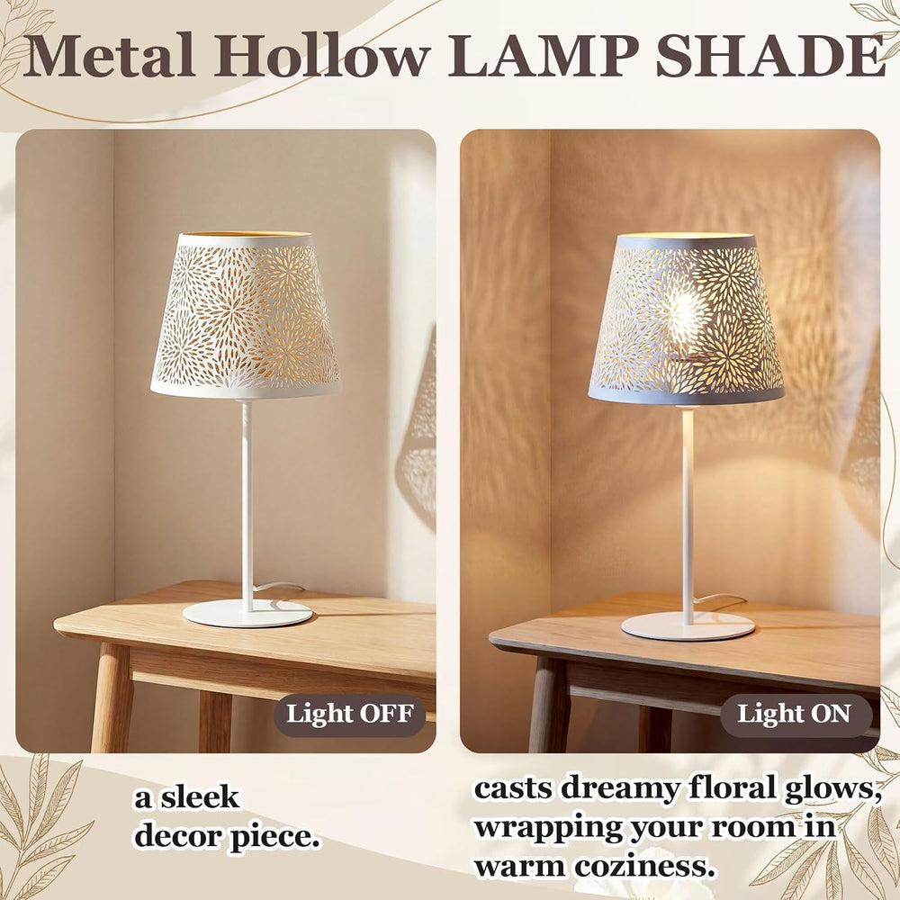 Retisee 2 Pcs Vintage Metal Lamp Shade, Hollow Out, 1-5/8" UNO Fitter