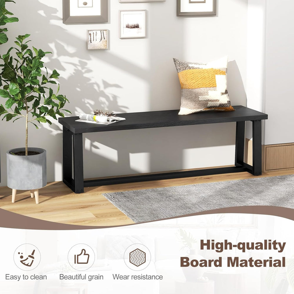 Giantex 56.5" L Wood Dining Bench, Industrial Table Bench w Metal Frame,...