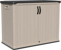Patiowell 26 cu.ft Plastic Outdoor Storage Shed, Lockable Waterproof Resin Outdoor Storage Cabinet Tool Shed for Garden Tools, Garbage Cans, Pool Supplies, Beige(Not Include Shelves)