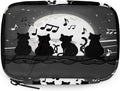 Moon Cat Music Note Pattern Pill Organizer Travel Medicine Case with Zipper Daily Vitamin Storage Bag Portable 8 Slot Weekly Pill Box Supplement Holder for Home Office Gym Travel