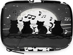 Moon Cat Music Note Pattern Pill Organizer Travel Medicine Case with Zipper Daily Vitamin Storage Bag Portable 8 Slot Weekly Pill Box Supplement Holder for Home Office Gym Travel