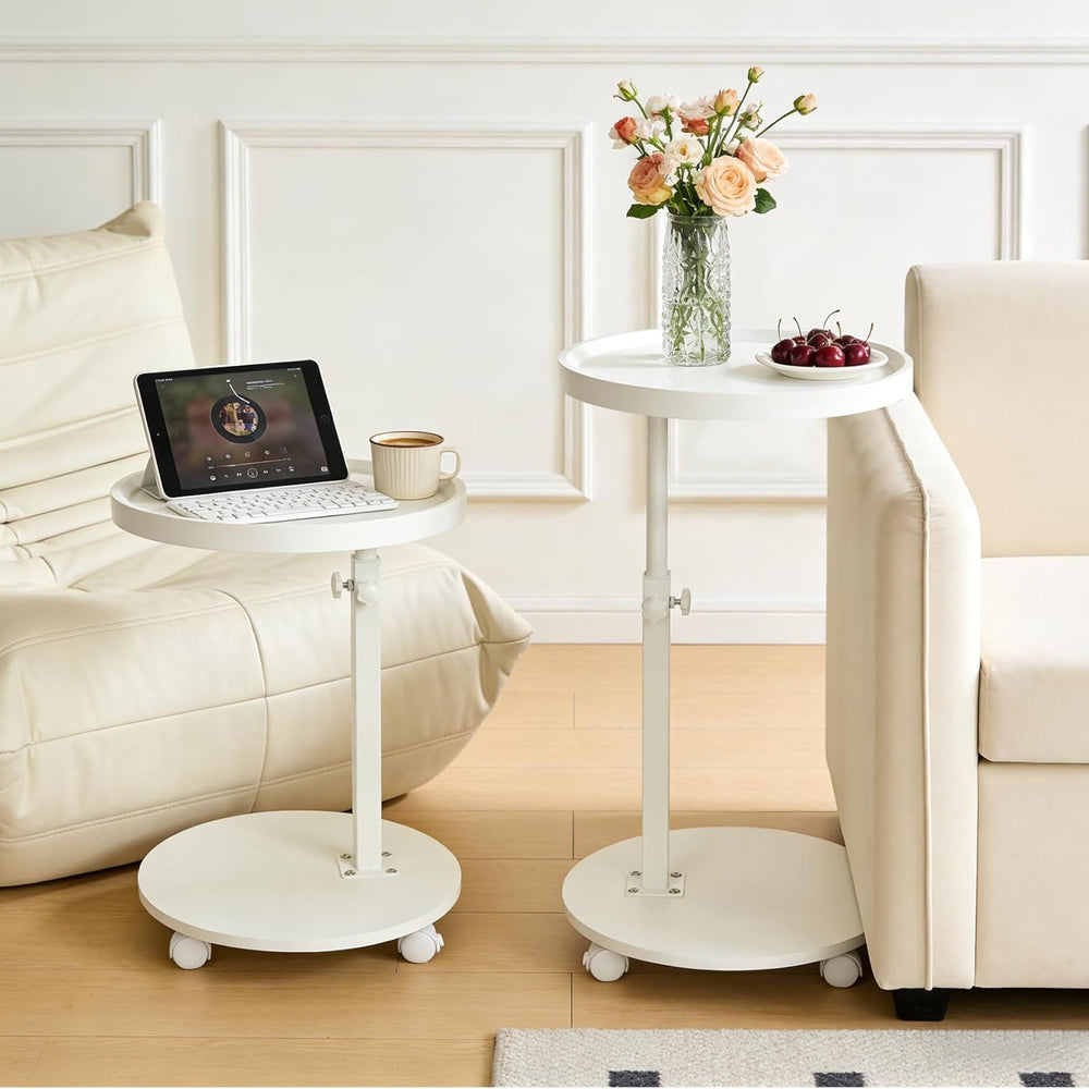 YYW C Shaped End Table Adjustable Height, 360°Swivel TV Tray Table for Small ...