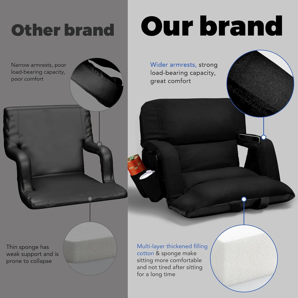 Wide Stadium Seats With Back Support, Exclusive "Sofa Style" Design...